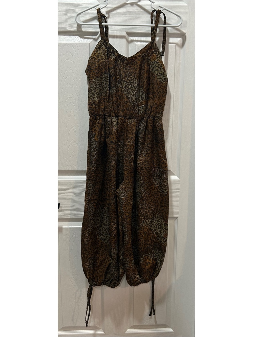 Vintage Jody California Women's 80's Leopard Print Jumpsuit Size 1 / Small Brown